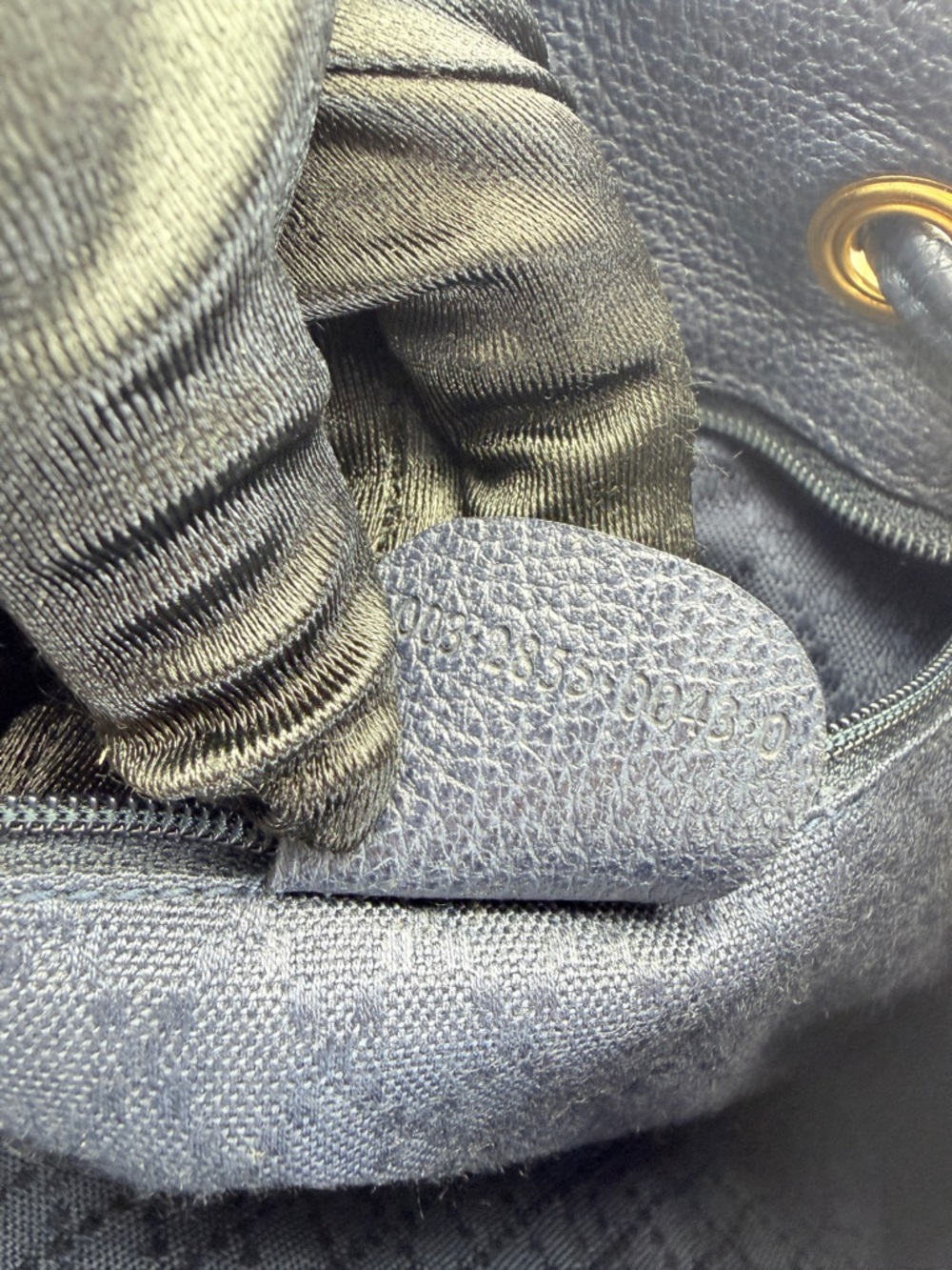 Gucci Navy Suede Bamboo Vintage Drawstring Backpack - Picture 12 of 15